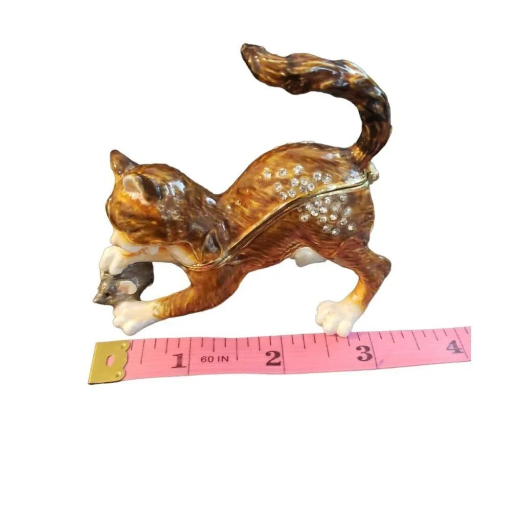 Jere jewelry cat box trinkets holder Cat and mouse